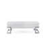 Table basse moderne blanche avec plateau relevable, ultrabrillant et chrome, rectangulaire, rangement caché