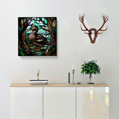 Duck Stained Glass Effect - Wrapped Canvas