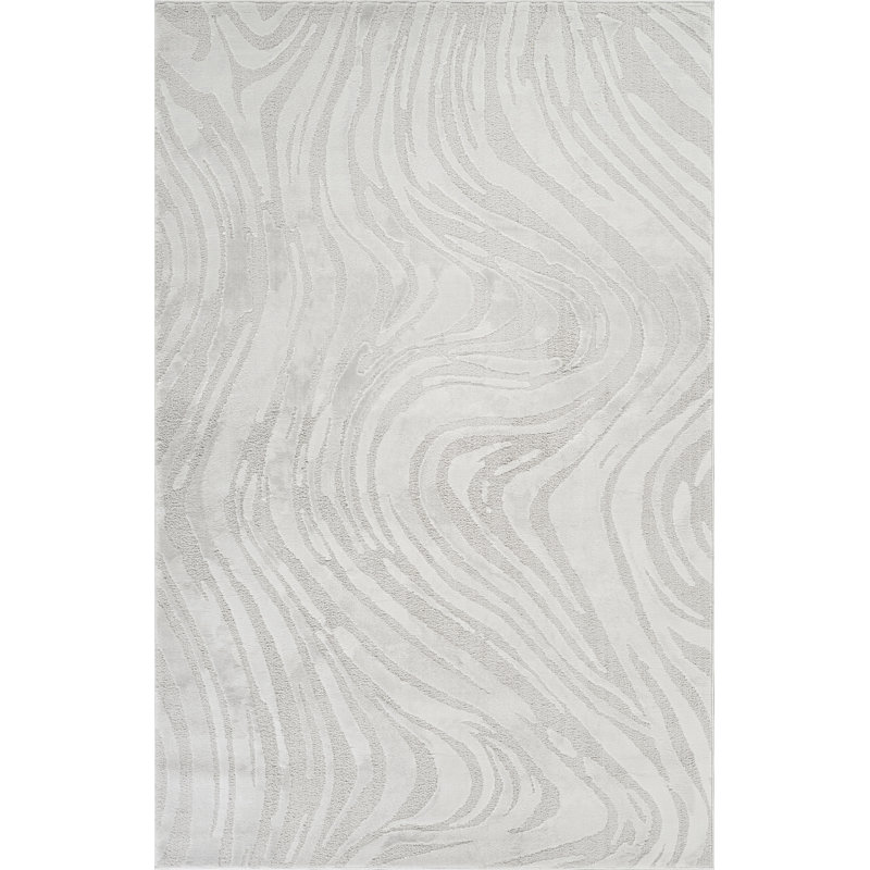 Hamilton Modern Metallic Sheen Area Rug - Polypropylene Weaving - Jute Backing - Marble Inspired Design Rugs, Silver