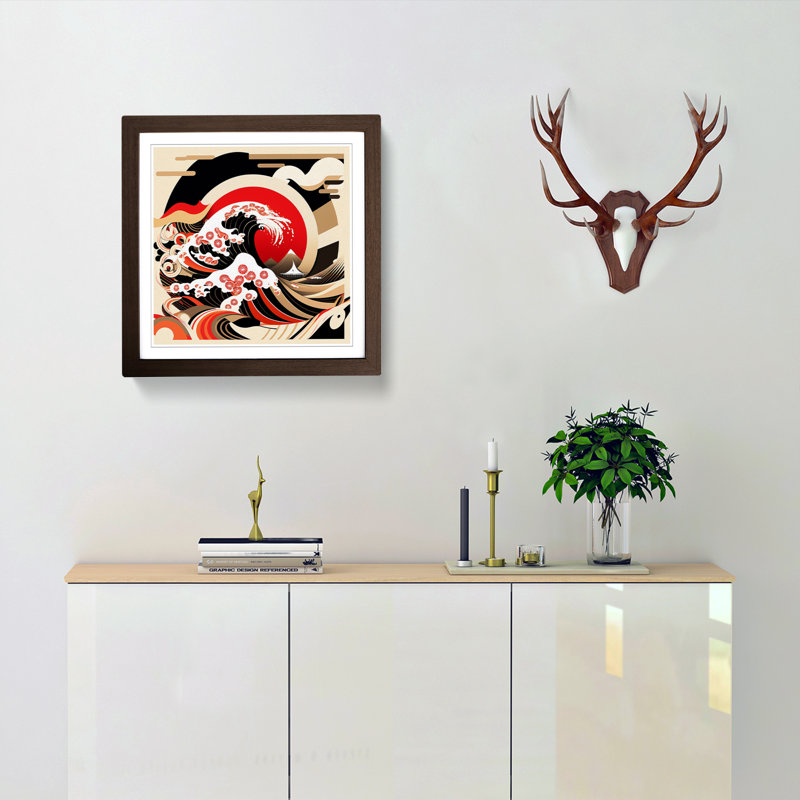 Japanese Wave Constructivism No.1 - Framed Print, Walnut
