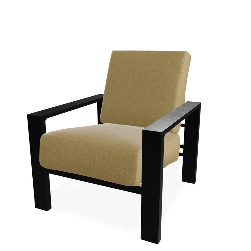 Larssen Deep Seating Cushion Arm Chair, Black, Canvas Heather Beige Sunbrella® Canvas
