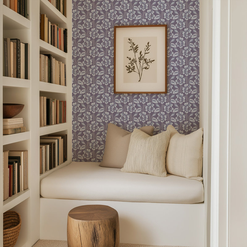 Thorn & Blossom - Wallpaper, Violet Indigo, Premium Paper