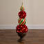 3 pi Arbre de Noël topiaire artificiel pré-éclairé avec ornement faîteau et 70 lumières DEL dans une urne décorative