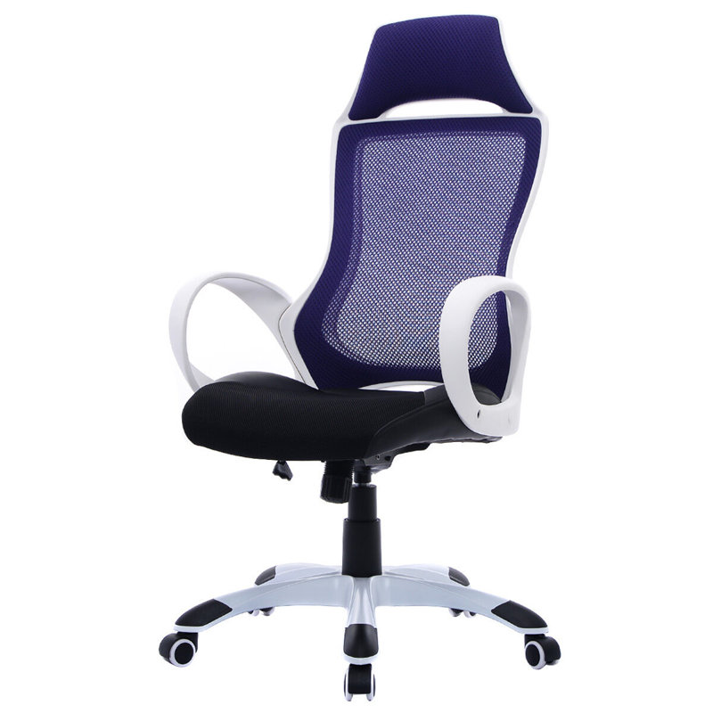 Symple Stuff Cotton and Mesh Gaming Chair, Purple/White