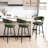 Modern Upholstered Hunter Green Fabric Swivel Bar Stool with Tapered Black Metal Legs-780107301-776690806