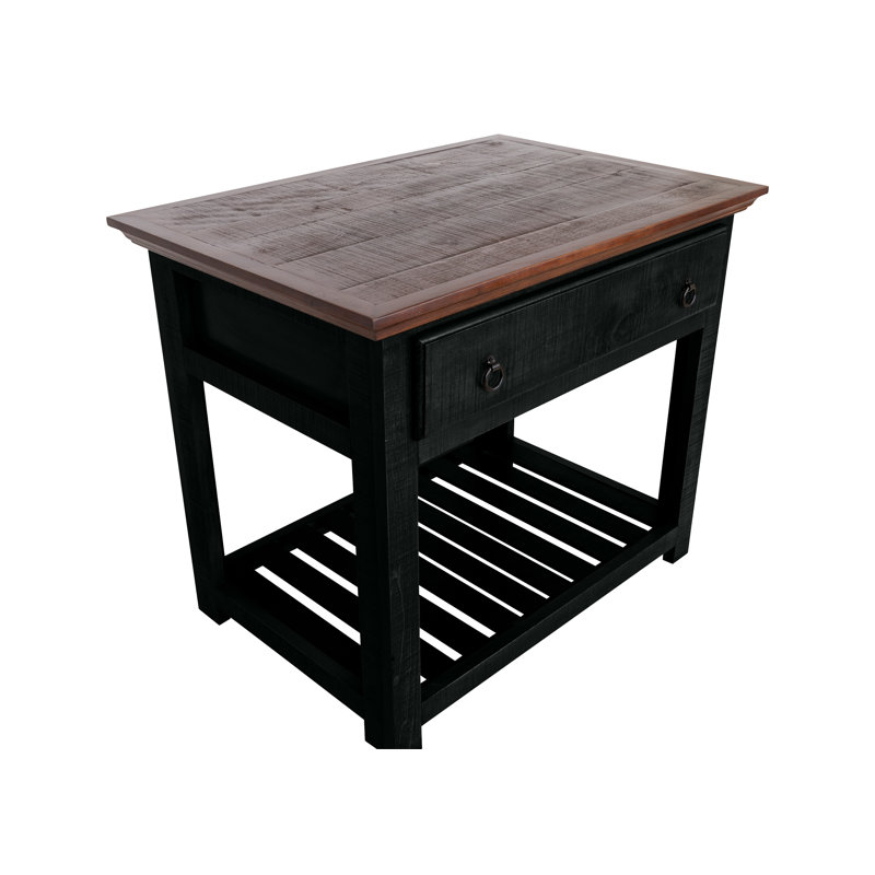 Chantail Solid Wood Kitchen Island, Black