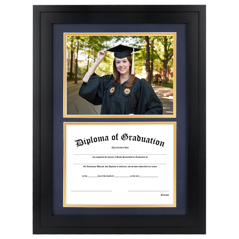 14x20 Black Wood Diploma Frame with 2-Opening for 8.5x11 Certificates or Photos