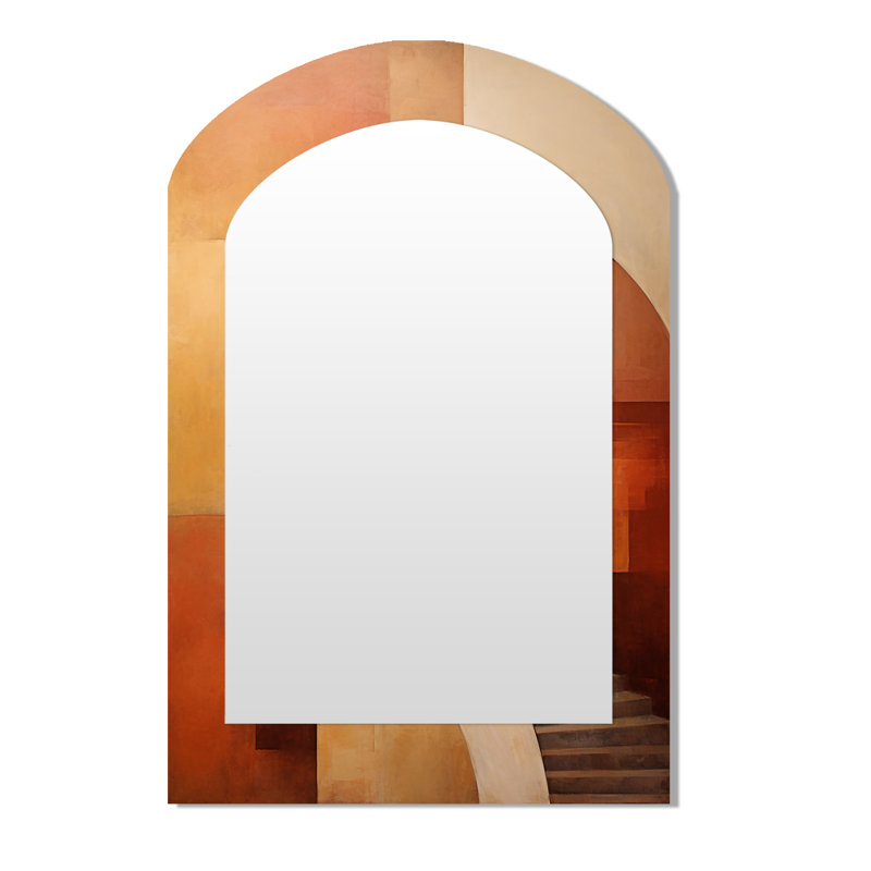 Stairway To The Other Side - Abstract Collages Asymmetrical Decorative Mirror, Modern Arch Wall Mirror, Printed Metal Art
