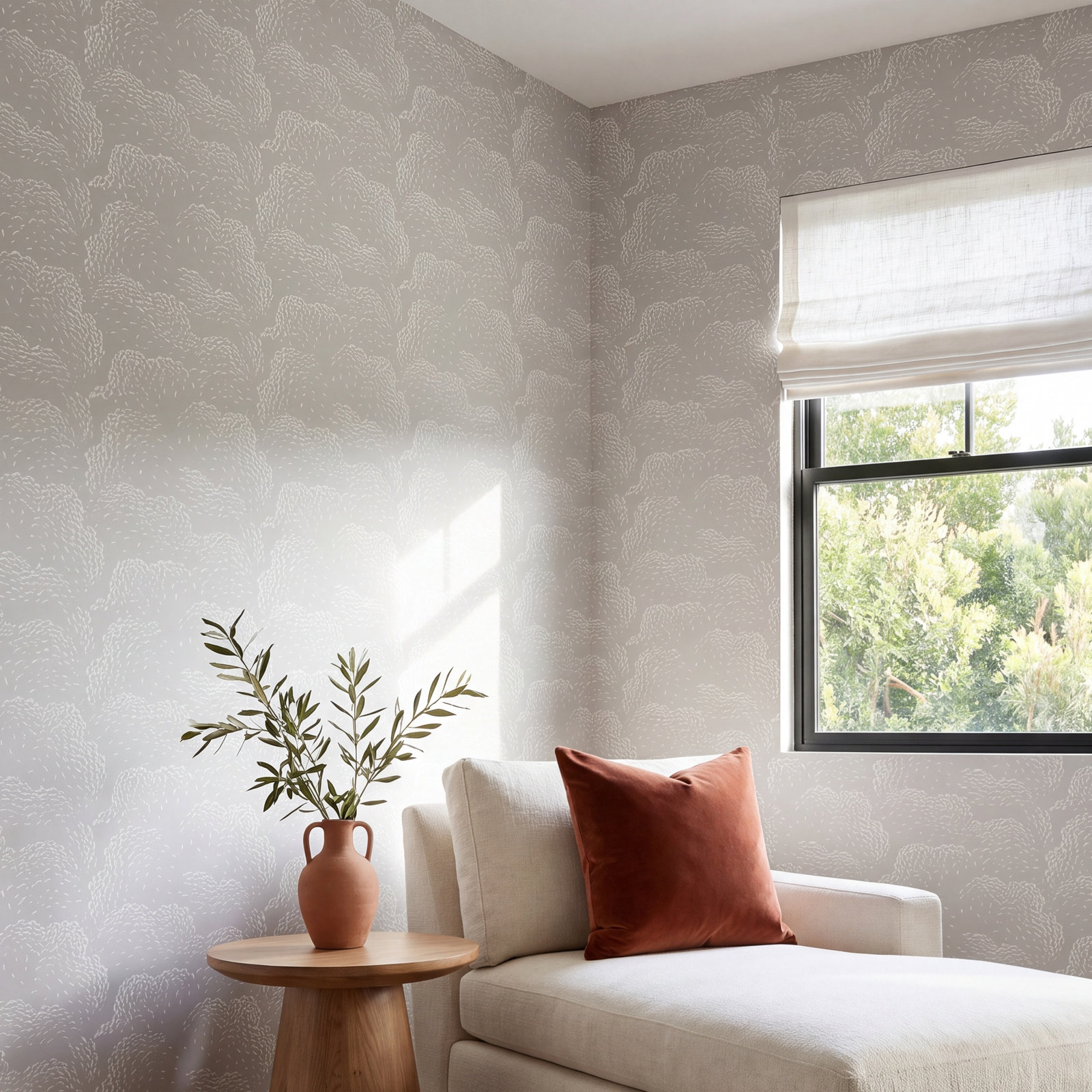 Revel Mid-Century Abstract Peel & Stick Wallpaper, Gray, Self-adhesive, Vinyl