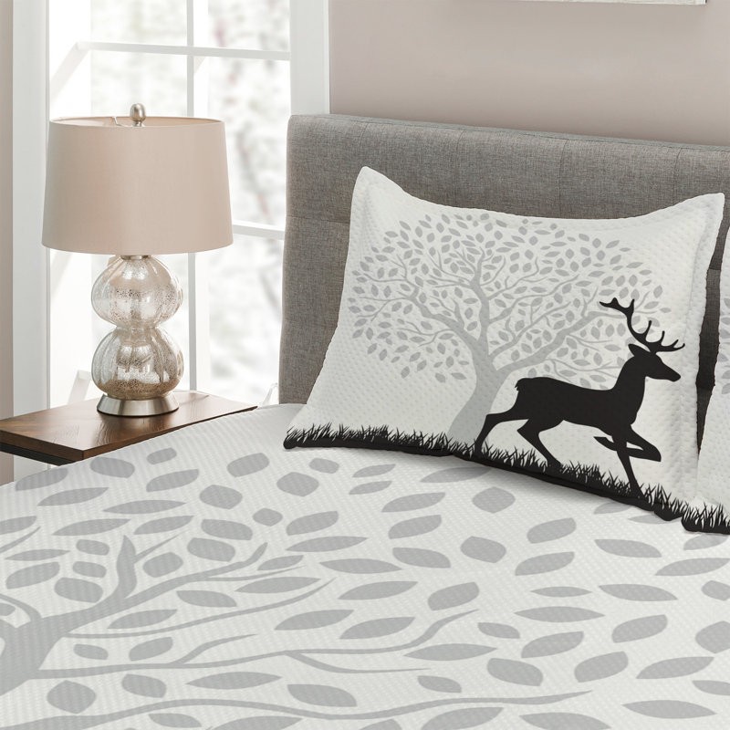 Deer Rustic Polyester Coverlet, King Bedspread + 2 Shams