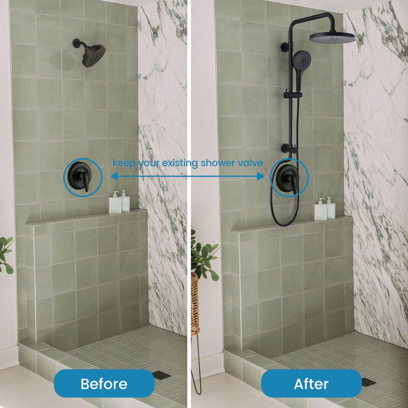 10'' Rain Shower Head with 3-Function Handshower,Dual Shower Combo with Height Adjustable Holder
