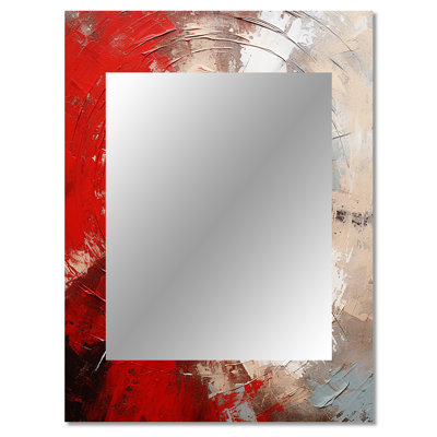 Red Grey Majestic Motion Spiral - Abstract Spirals Decorative Wall Mirror, Red Large Mirror, Printed Metal Art