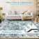Oriental Machine Washable Rug with Rubber Backing for Farmhouse Floral Non-Slip Living Room Rug Easy-Cleaning Colorful Floor Carpet for Bedroom Dining Room Nursery Playroom