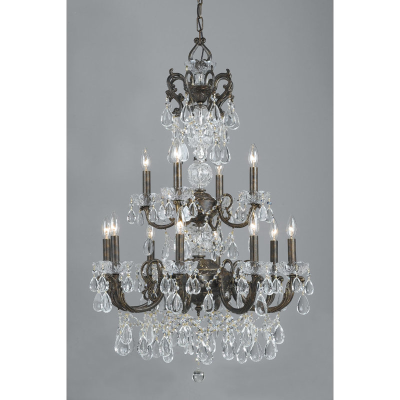 Style bougie classique/traditionnel 12 lumières lustre Vienna Palace, Bronze anglais / or