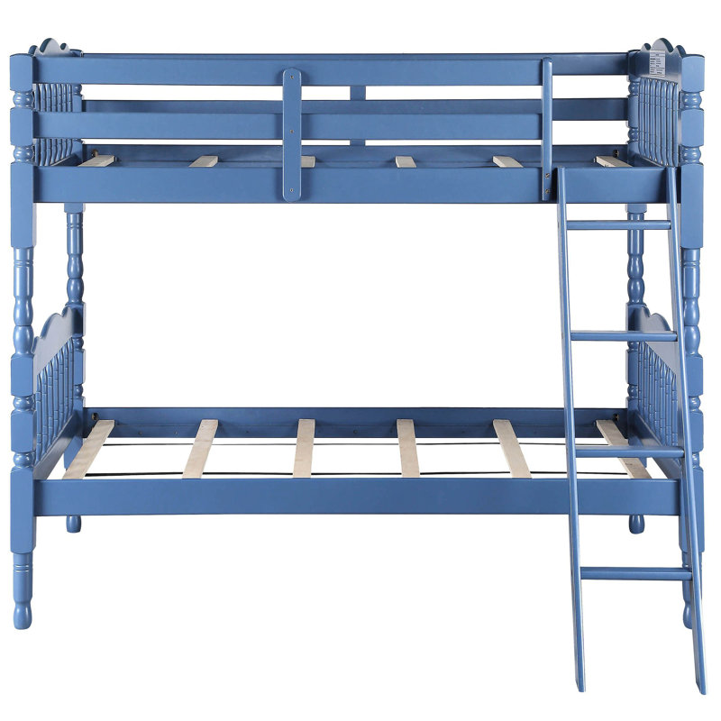 Lit superposé simple bleu foncé avec possibilités de configuration intégrées et polyvalentes Support de matelas