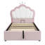 Pink Velvet Hydraulic Storage Bed-1717190030