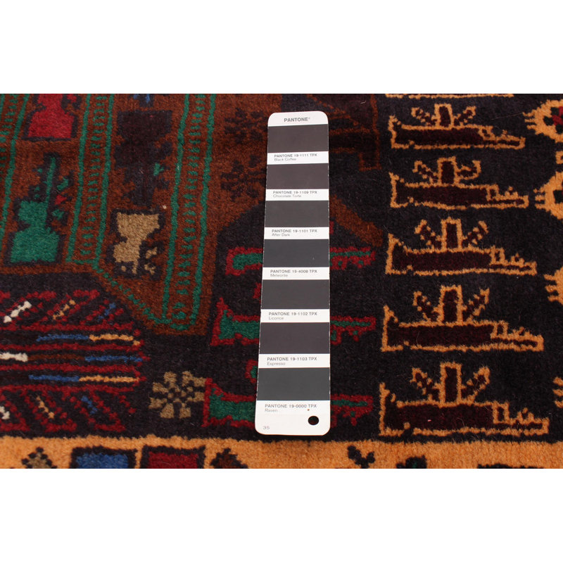 Tapis noir / brun en laine noué à la main de conception unique 3 pi 6 po x 6 pi New Age