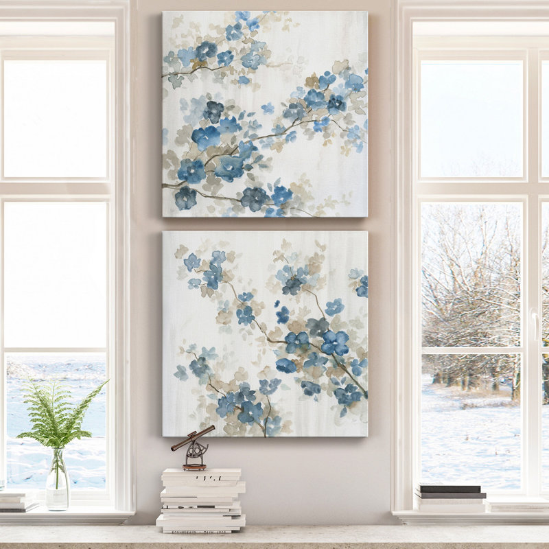 Dogwood I - ensemble de 2 reproductions d'art sur toile tendue, H 32 po x l 64 po x P 1 po