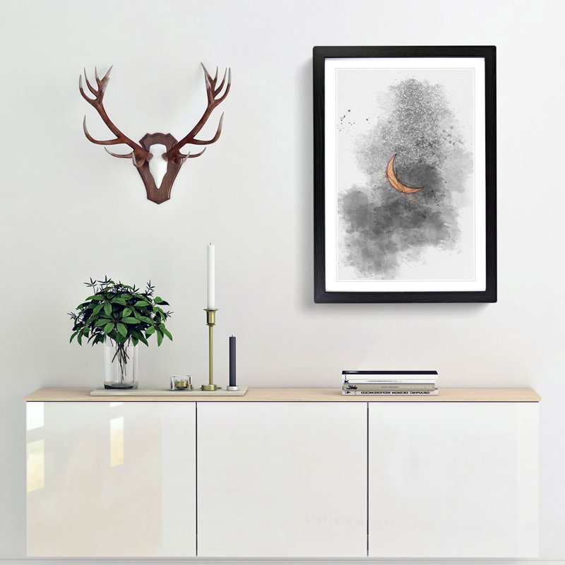 Partial Solar Eclipse in Abstract - Picture Frame Graphic Art Print, 48cm H x 36cm W x 2cm D, Black Framed