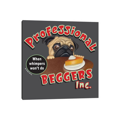 Pug Professional Begger - Wrapped Canvas Print