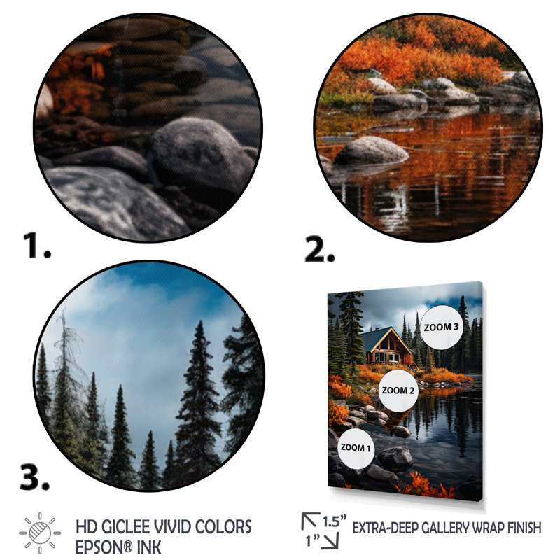 Ciela Canada Lakehouse Retreat II, reproduction sur toile, Cadre flottant blanc, H 32 po x l 16 po x P 1 po