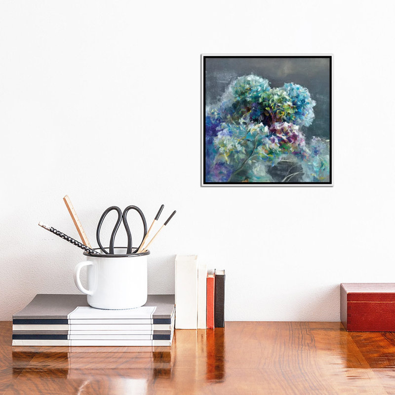 «Abstract Hydrangea Dark», reproduction sur toile tendue, H 12 po x l 12 po x P 1,5 po, Toile avec cadre blanc
