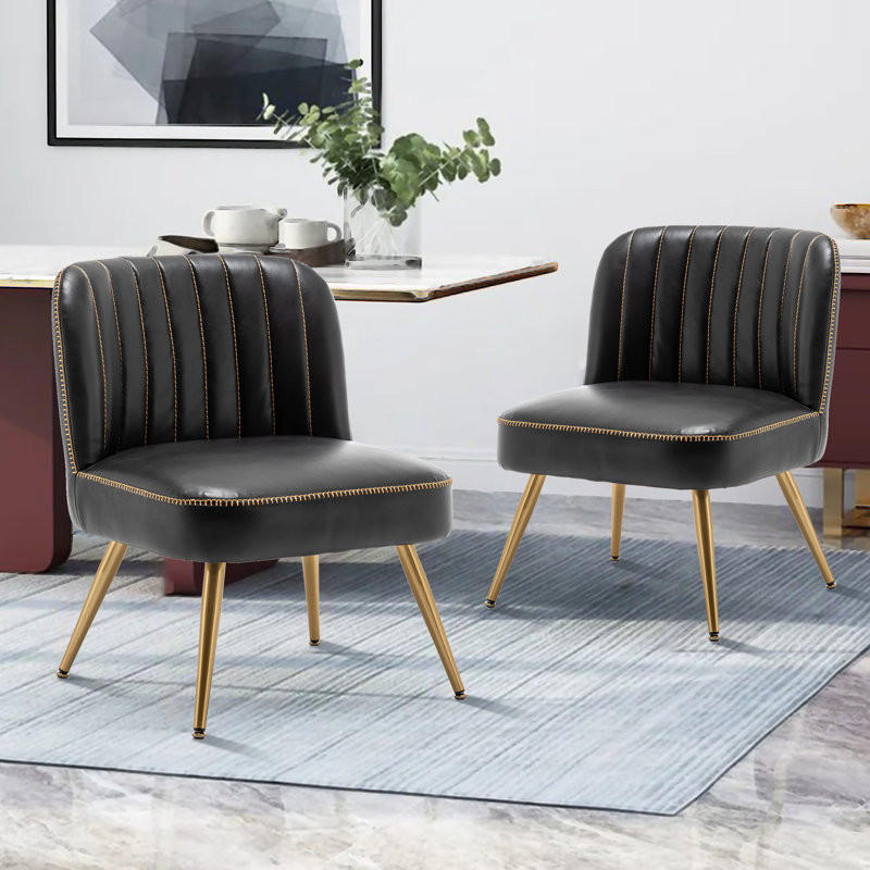 Chaise d'appoint capitonnée de 23,6 po Milla, Noir