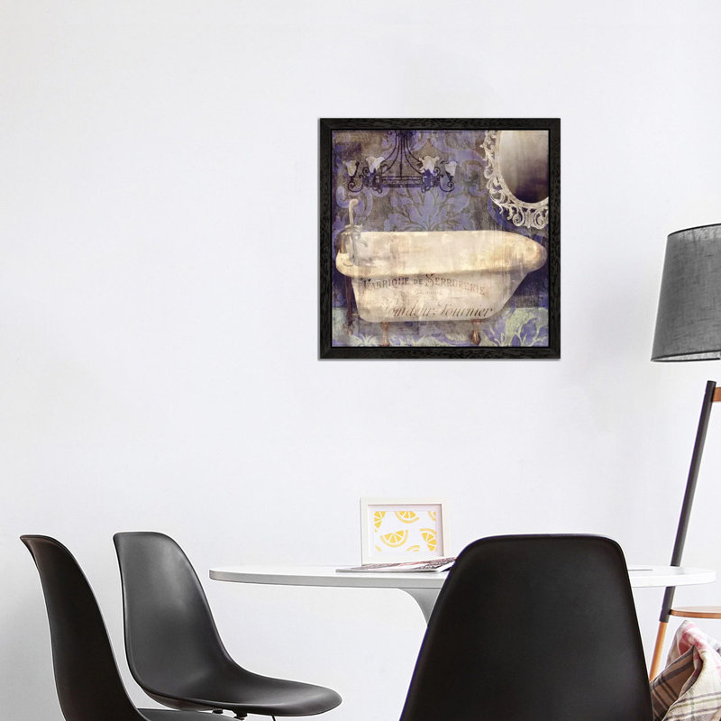 Le Bain Paris II - Floater Frame Painting on Canvas, 66.04 cm H x 66.04 cm W, Black