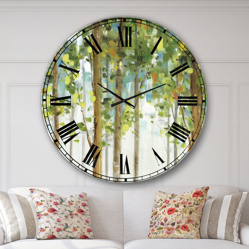 Green Forest Study - Horloge murale traditionnelle, Surdimensionné