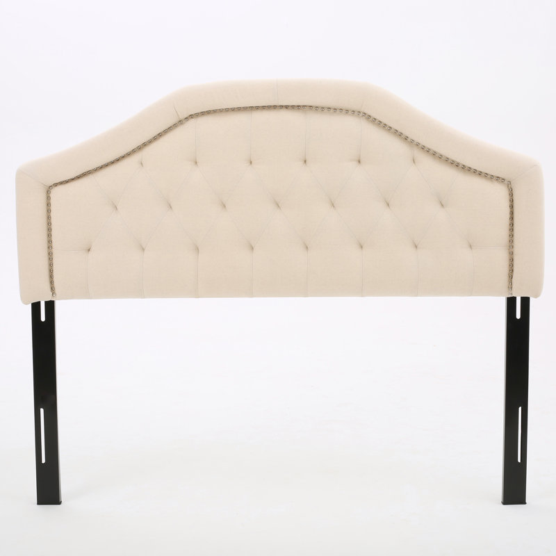 Tête de lit tapissier à panneau en métal Danni, Double / grand, Mélange de polyester beige