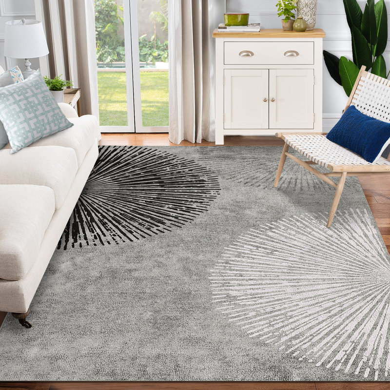 Tapis à poils courts lavable Modern, Rectangle 5 pi x 7 pi