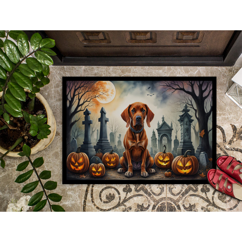Tapis d'entrée extérieur antidérapant Nyjee Vizsla Spooky, L 18 po x L 27 po