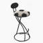 Ensemble de tabourets de bar rembourrés en forme de S, ensemble de 2 tabourets de bar en velours, tabouret rond à imprimé football pour la cuisine et le salon (structure et dossier noirs)-416380625