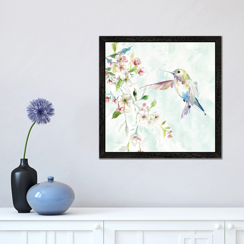 Hummingbird IV by Carol Robinson - Floater Frame Painting on Canvas, 93.98 cm H x 93.98 cm W, Black