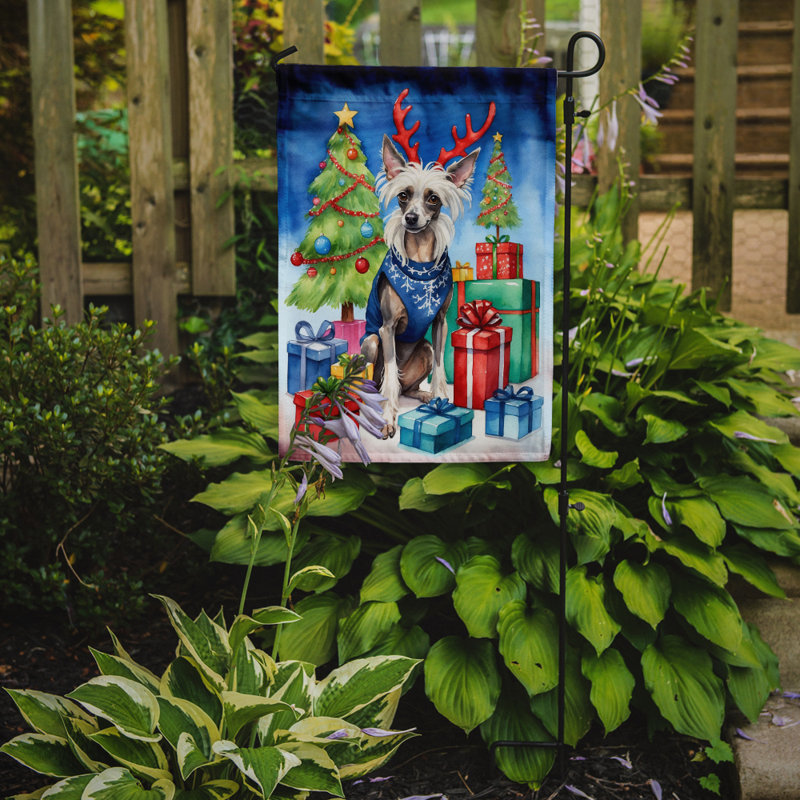 Drapeau de Noël renne de jardin, Chien chinois à crête