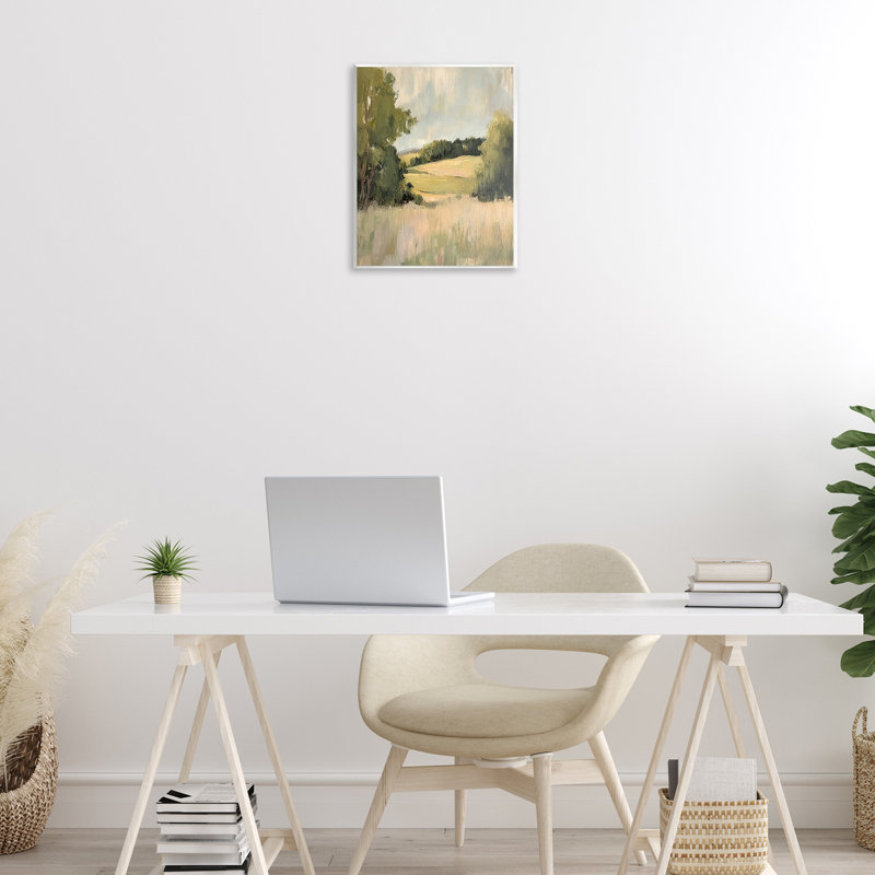 «Painterly Green Valley View», plaque murale par Petal Prints Design