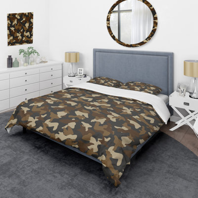 Trendy Brown Camouflage Camouflage Duvet Cover