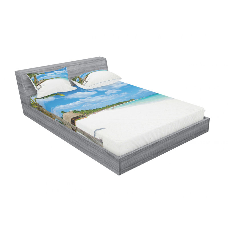 Ensemble de draps Tropical Exotic Seashore, Ensemble de draps pour lit double avec un drap-hou