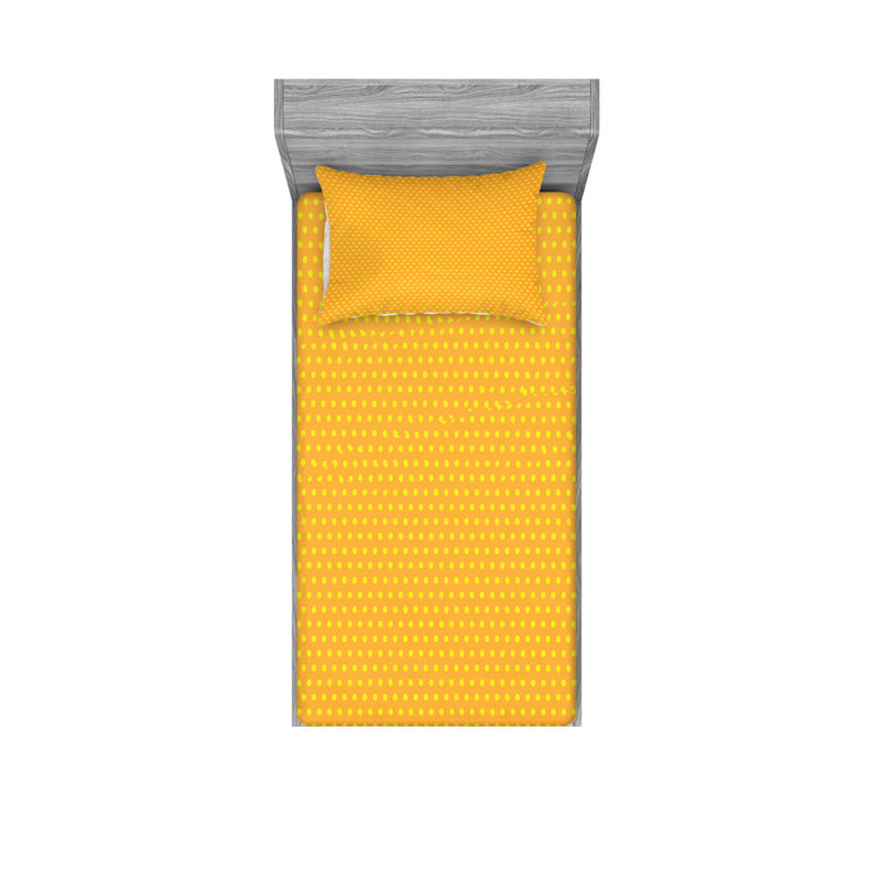 Twin Yellow Polka Dot Microfiber Sheet Set