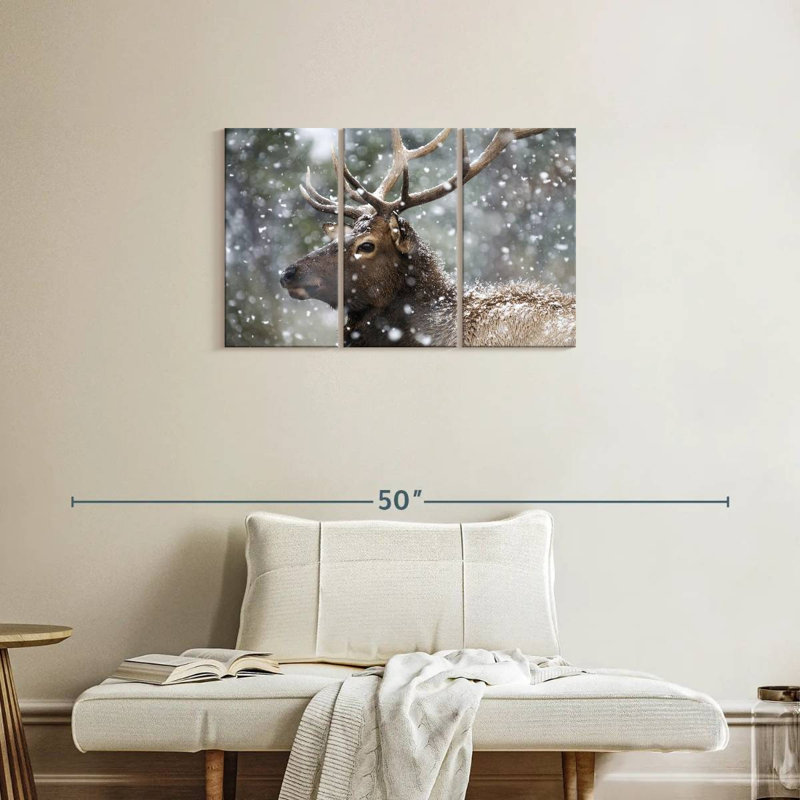 Brampt Winter Snow Elk, 20" H x 33" W