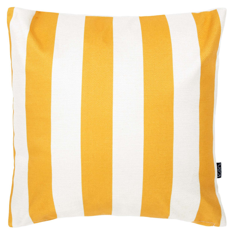 Indoor / Outdoor Square Cushion, Yellow/White Striped