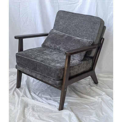 Fauteuil salon moderne individuel, fauteuil de salon avec coussin lombaire et accoudoirs droits en bois, fauteuil d'appoint pour salon, chambre, intérieur