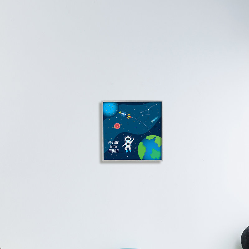 «Fly Me to the Moon Silly Astronaut Outer Space - Peinture, Estampe numérique Farmhouse, H 12 po x l 12 po x P 1,5 po