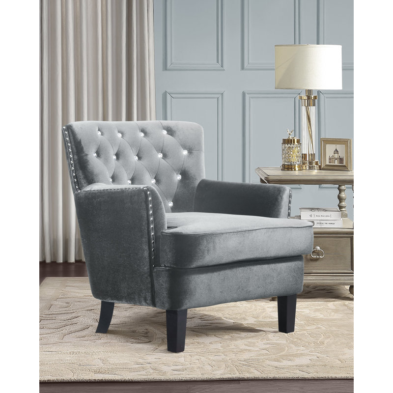 Aminat Upholstered Armchair, Gray Velvet