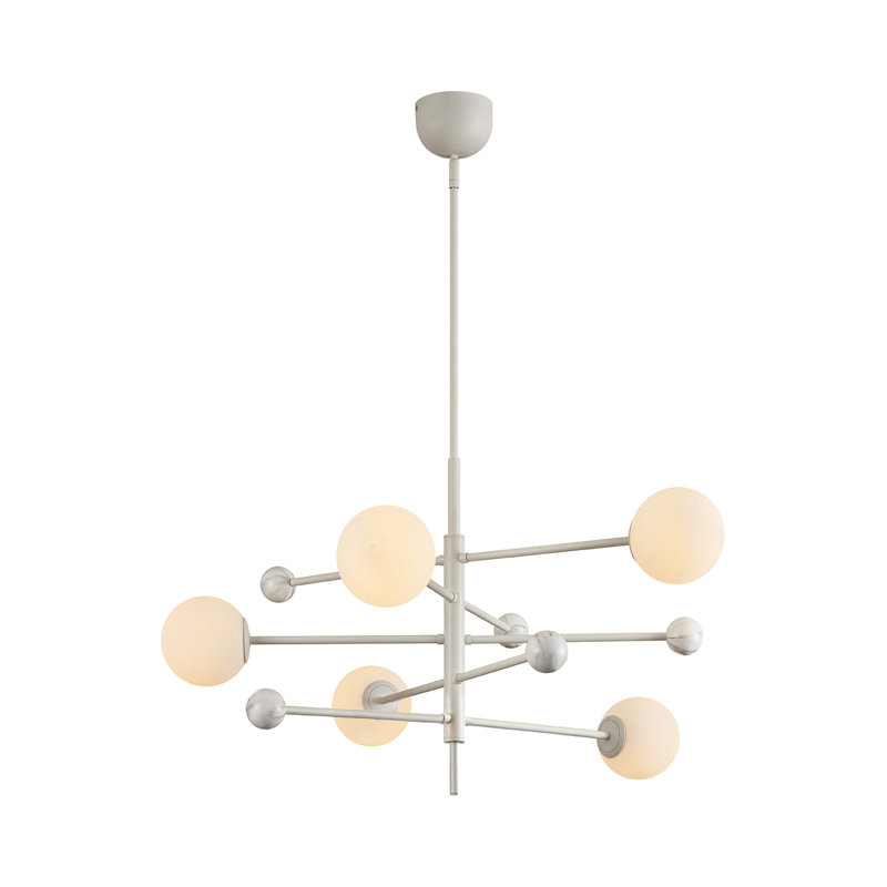 Luminaire suspendu Spoutnik 5 lumières, Gris blanc