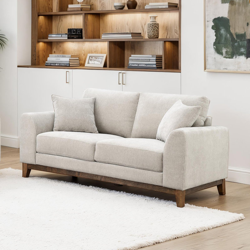Cherelle Chenille Loveseat With Throw Pillows, Gray