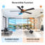 Ventilateur de plafond 52 po doré avec lumières et télécommande, moteur à courant continu réversible, ventilateur de plafond moderne à 5 pales, ensemble d'éclairage à 6 vitesses en verre texturé-136972750