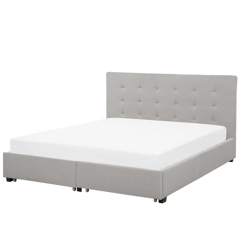 Hullinger Upholstered Storage Bed, Light Grey, European Kingsize (160 x 200 cm)