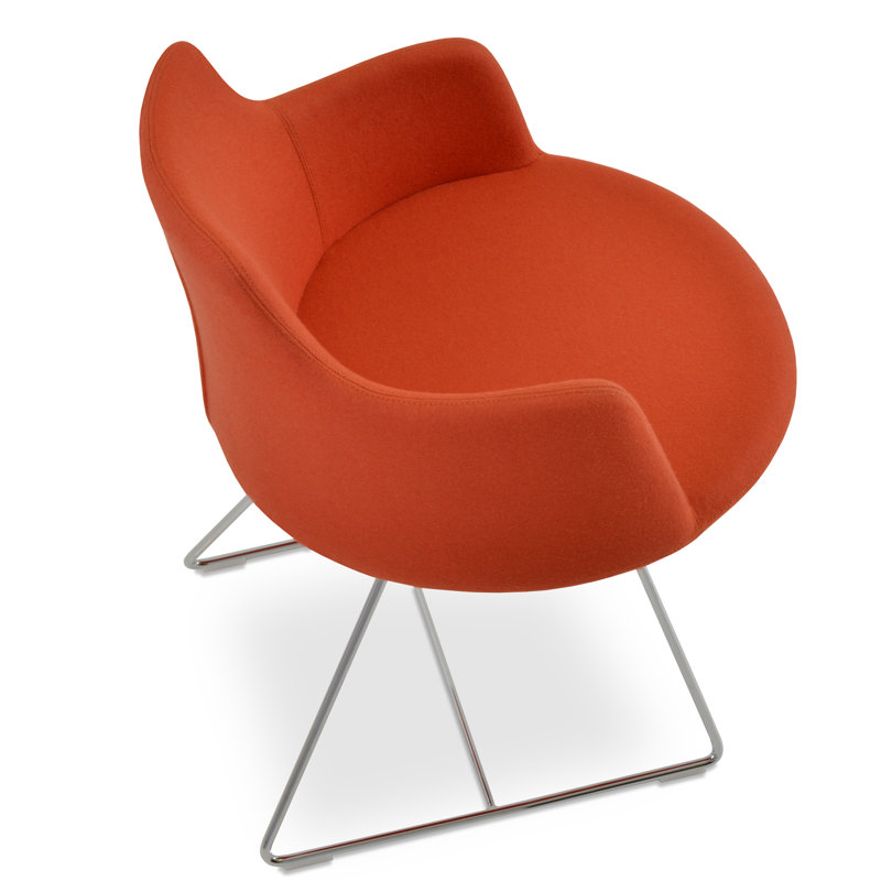 Dervish Wool Solid Back Arm Chair, Orange