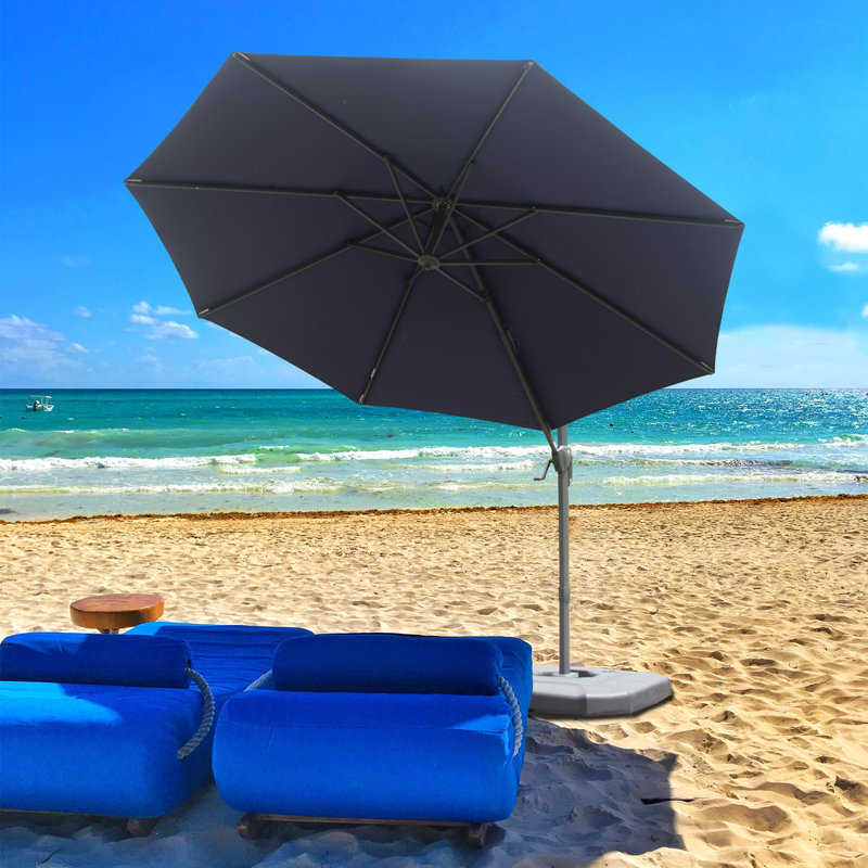 Parasol en porte-à-faux Deniah, Bleu marine, H 105,12 po x l 113,78 po x P 113,78 po